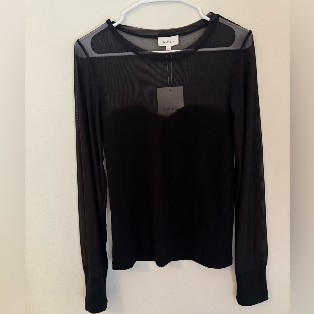 Bohme Black Sheer‎ Long Sleeve Top